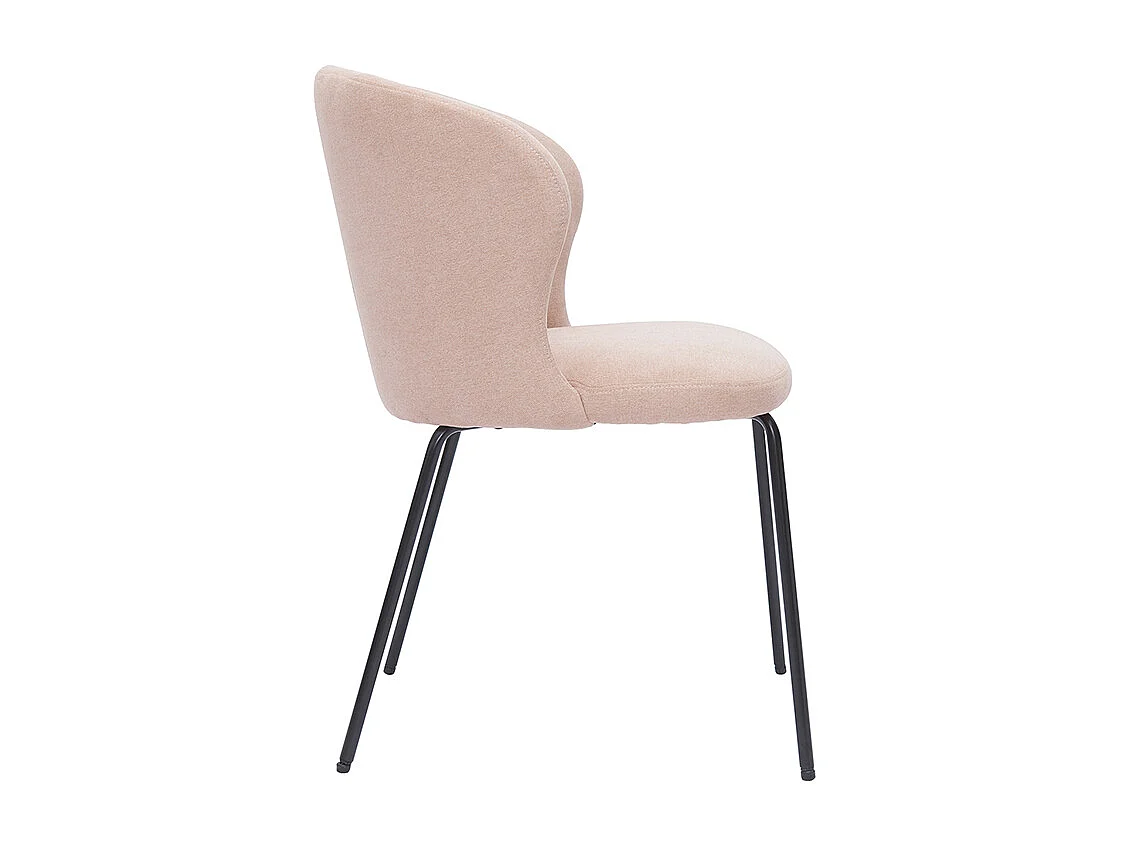 Sedia design in tessuto effetto velluto rosa cipria e metallo nero YDA