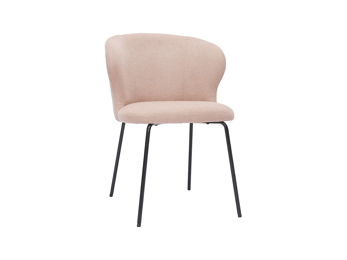 Chaise design en tissu effet velours rose poudré et métal noir YDA