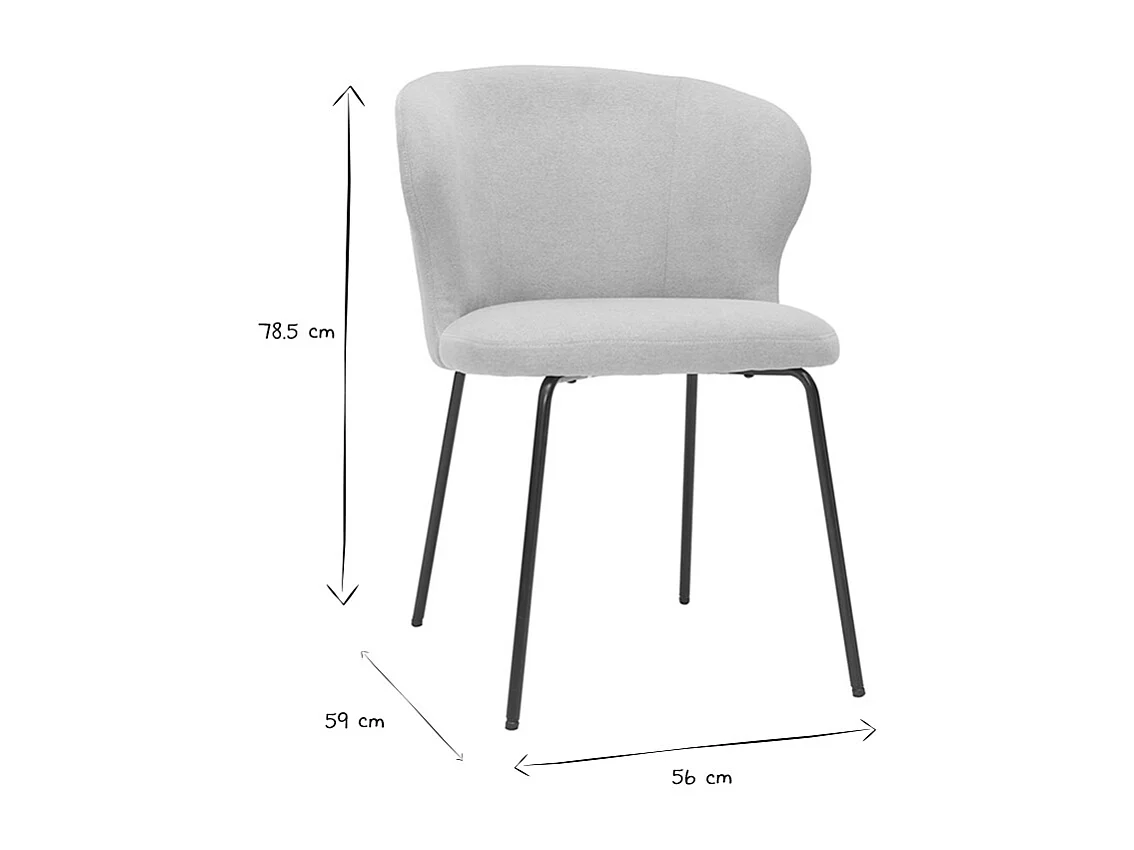 Silla de diseño de tela efecto aterciopelado rosa palo y metal negro YDA