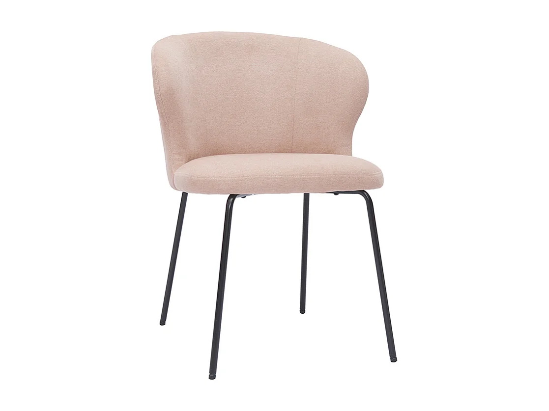 Silla de diseño de tela efecto aterciopelado rosa palo y metal negro YDA