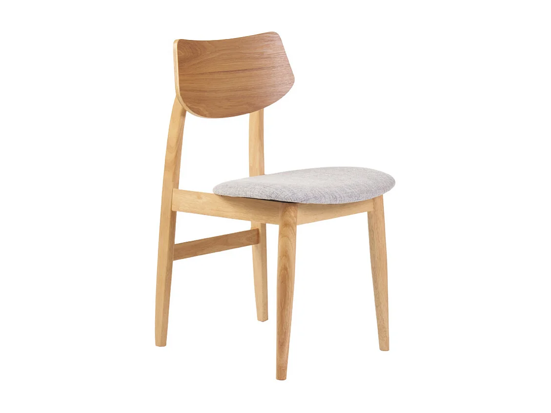 Skandinavische Stühle aus hellem Holz und hellgrauem Stoff (2er-Set) ELION