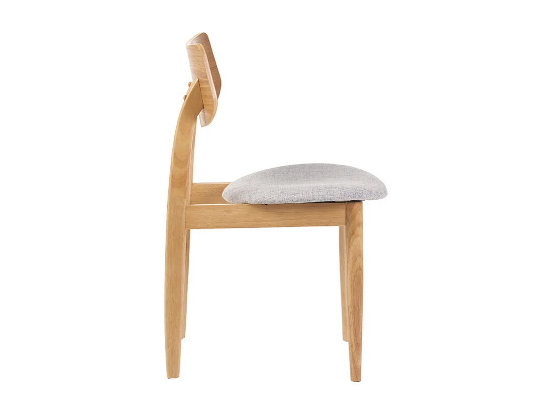 Skandinavische Stühle aus hellem Holz und hellgrauem Stoff (2er-Set) ELION