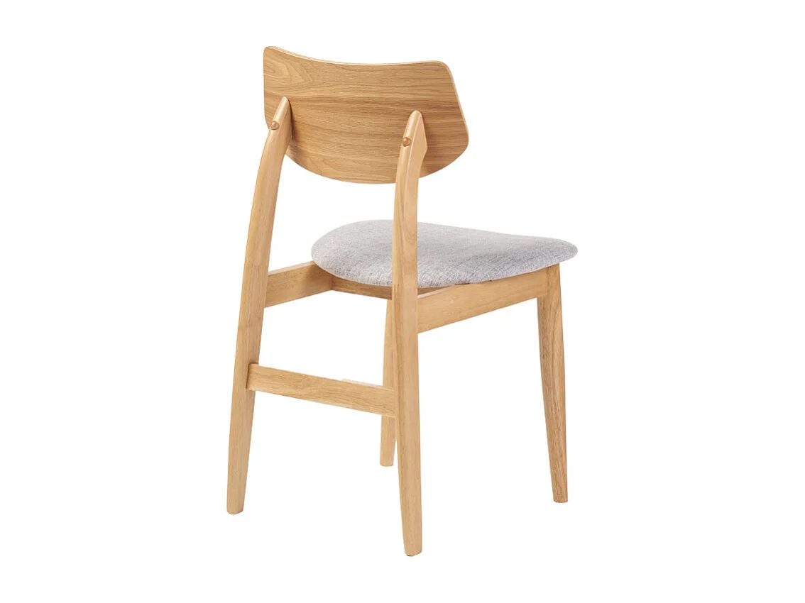 Skandinavische Stühle aus hellem Holz und hellgrauem Stoff (2er-Set) ELION