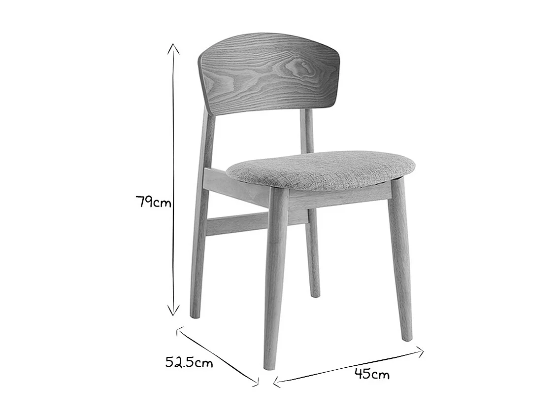 Skandinavische Stühle aus hellem Holz und hellgrauem Stoff (2er-Set) ELION