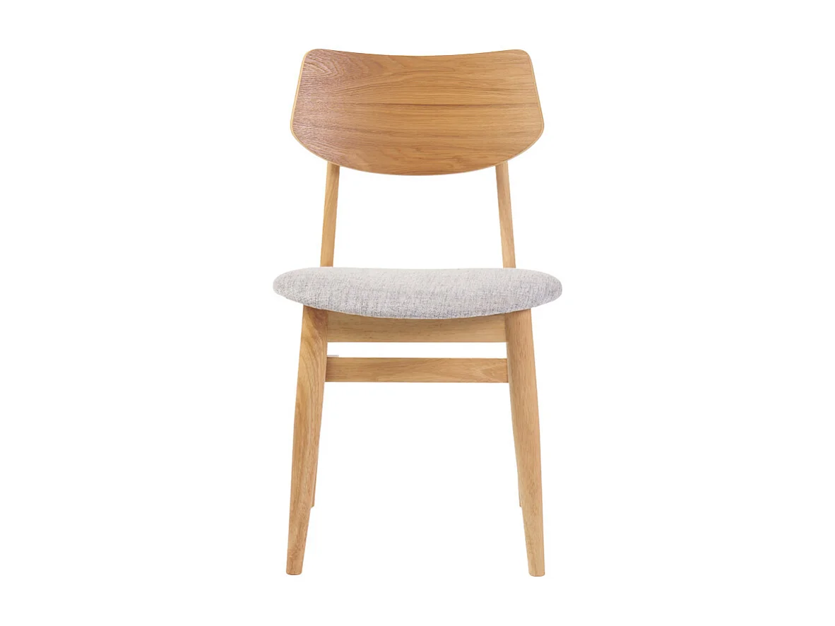 Chaises scandinaves en bois clair et tissu gris clair (lot de 2) ELION