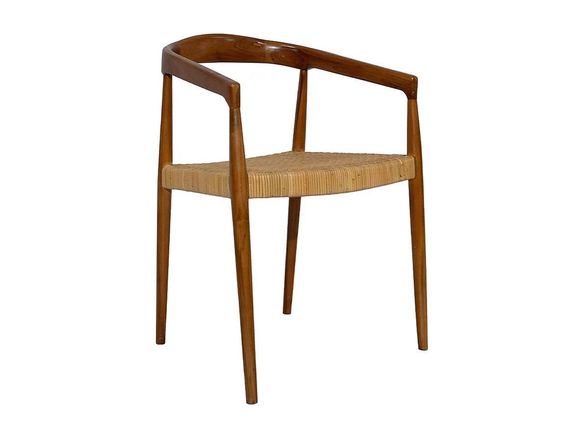 Stuhl aus massivem Teakholz und Rattangeflecht NEGARA