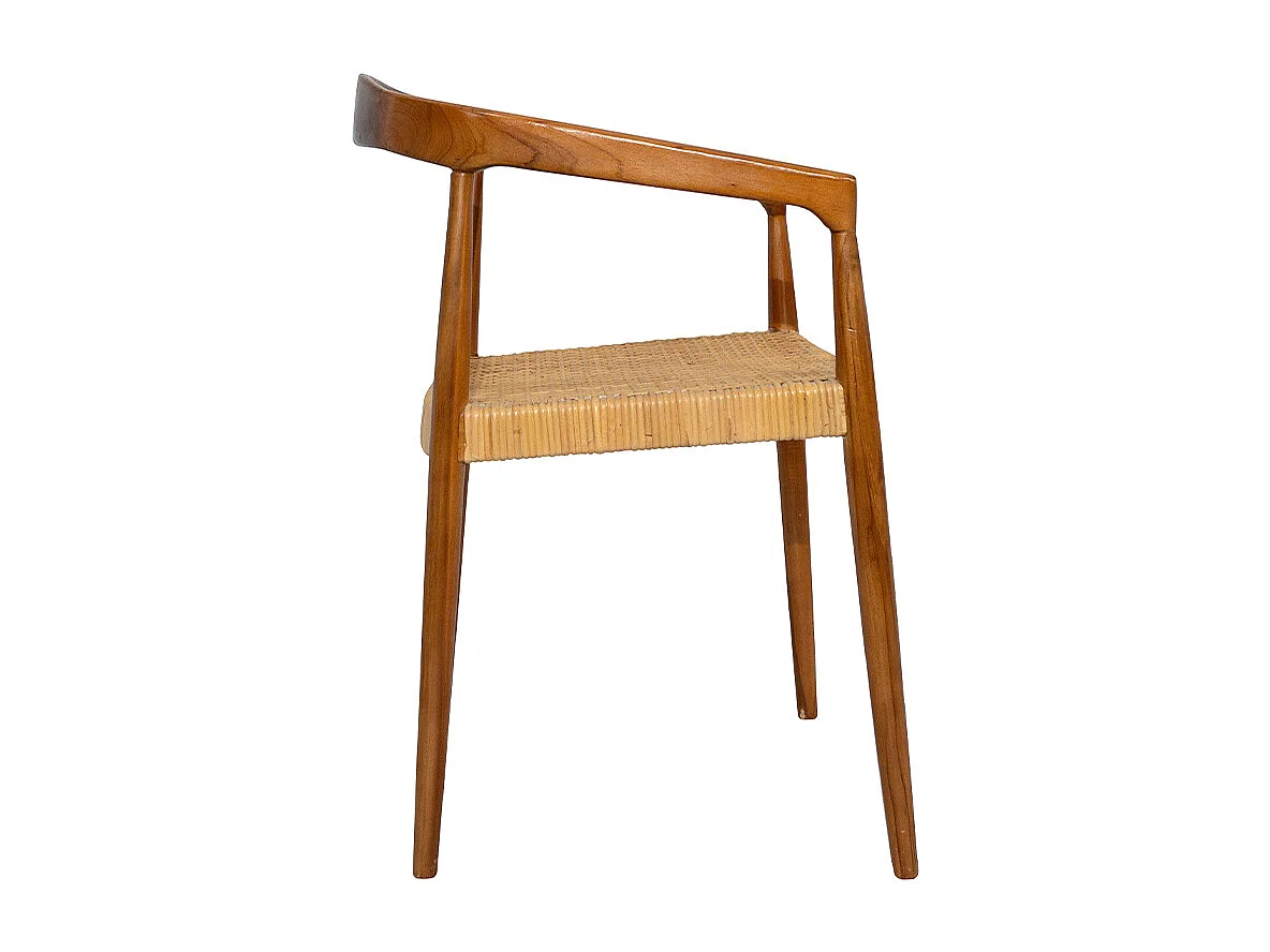 Stuhl aus massivem Teakholz und Rattangeflecht NEGARA