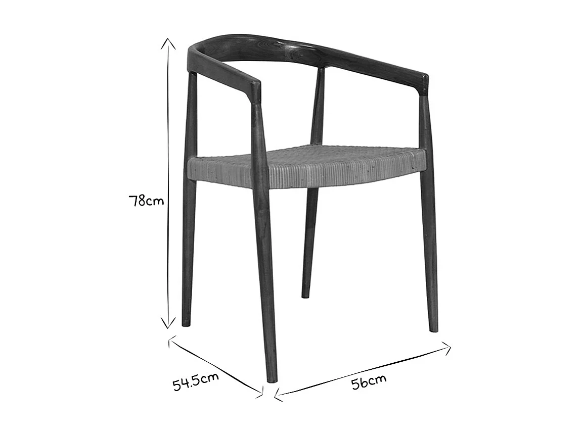 Stuhl aus massivem Teakholz und Rattangeflecht NEGARA