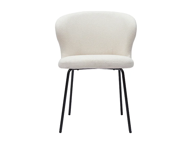 Sedia design bianco in tessuto effetto lana bouclé e metallo nero YDA