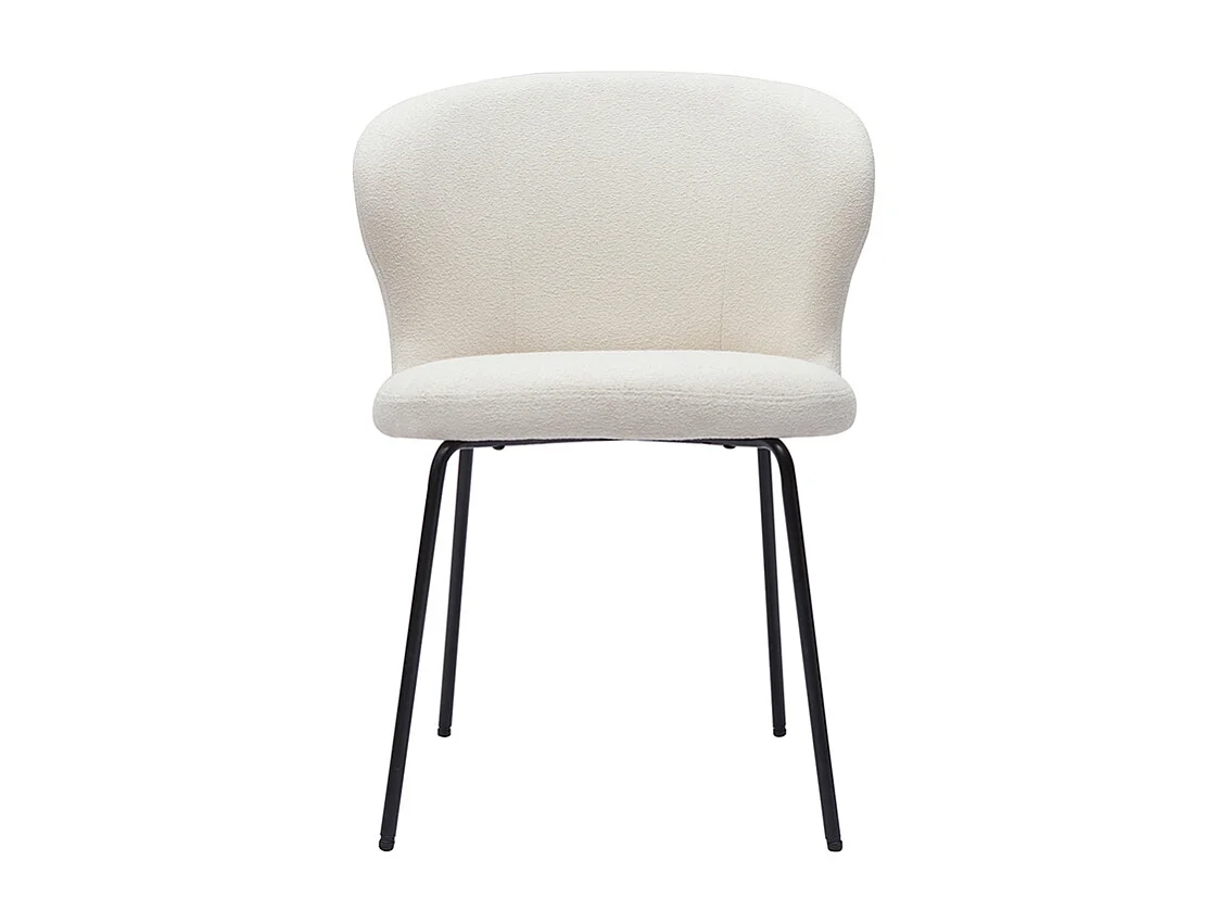 Silla de diseño en tejido borreguillo blanco y metal negro YDA