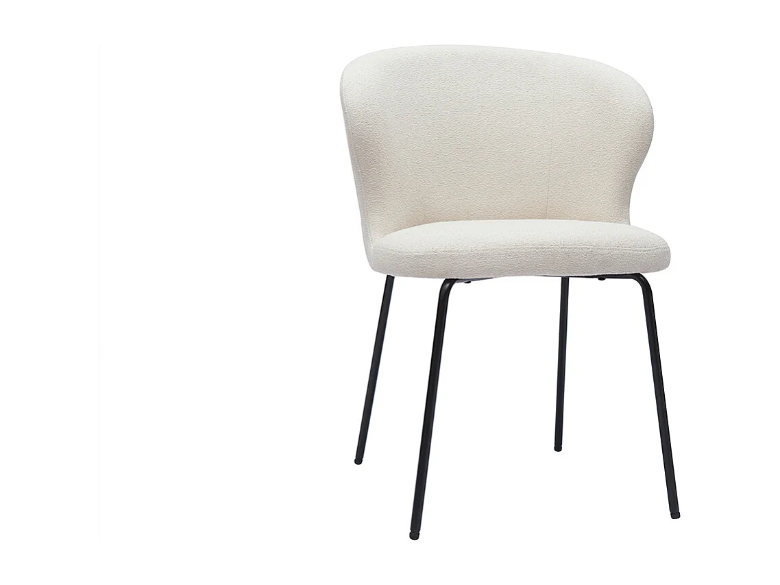 Silla de diseño en tejido borreguillo blanco y metal negro YDA