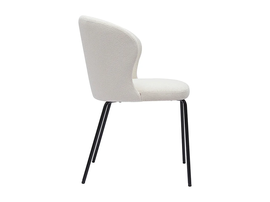 Silla de diseño en tejido borreguillo blanco y metal negro YDA
