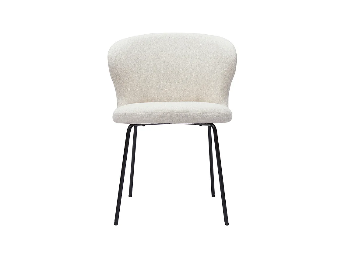Chaise design blanche en tissu effet laine bouclée et métal noir YDA