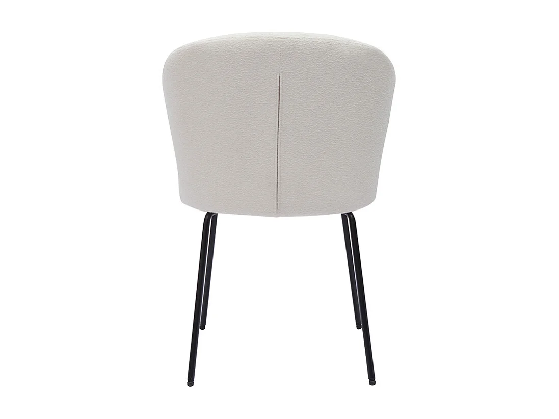 Design-Stuhl aus weißem Stoff mit Bouclé-Wolleffekt und schwarzem Metall YDA