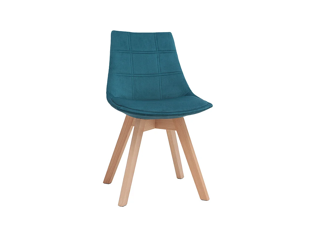Chaises scandinaves en tissu velours bleu pétrole et bois clair (lot de 2) MATILDE