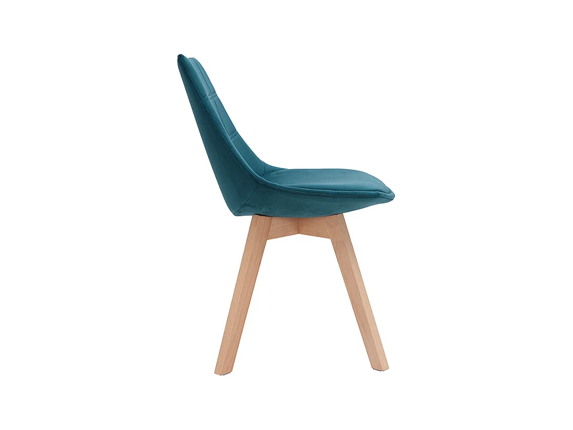 Chaises scandinaves en tissu velours bleu pétrole et bois clair (lot de 2) MATILDE