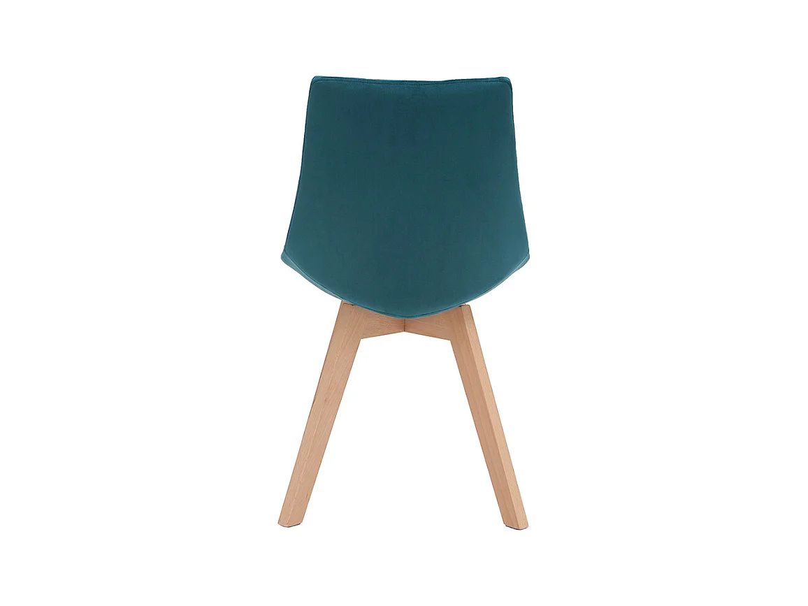 Chaises scandinaves en tissu velours bleu pétrole et bois clair (lot de 2) MATILDE