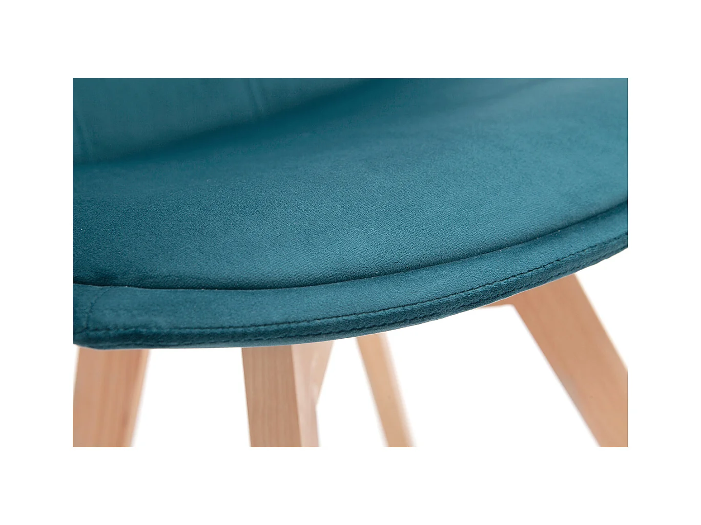 Chaises scandinaves en tissu velours bleu pétrole et bois clair (lot de 2) MATILDE