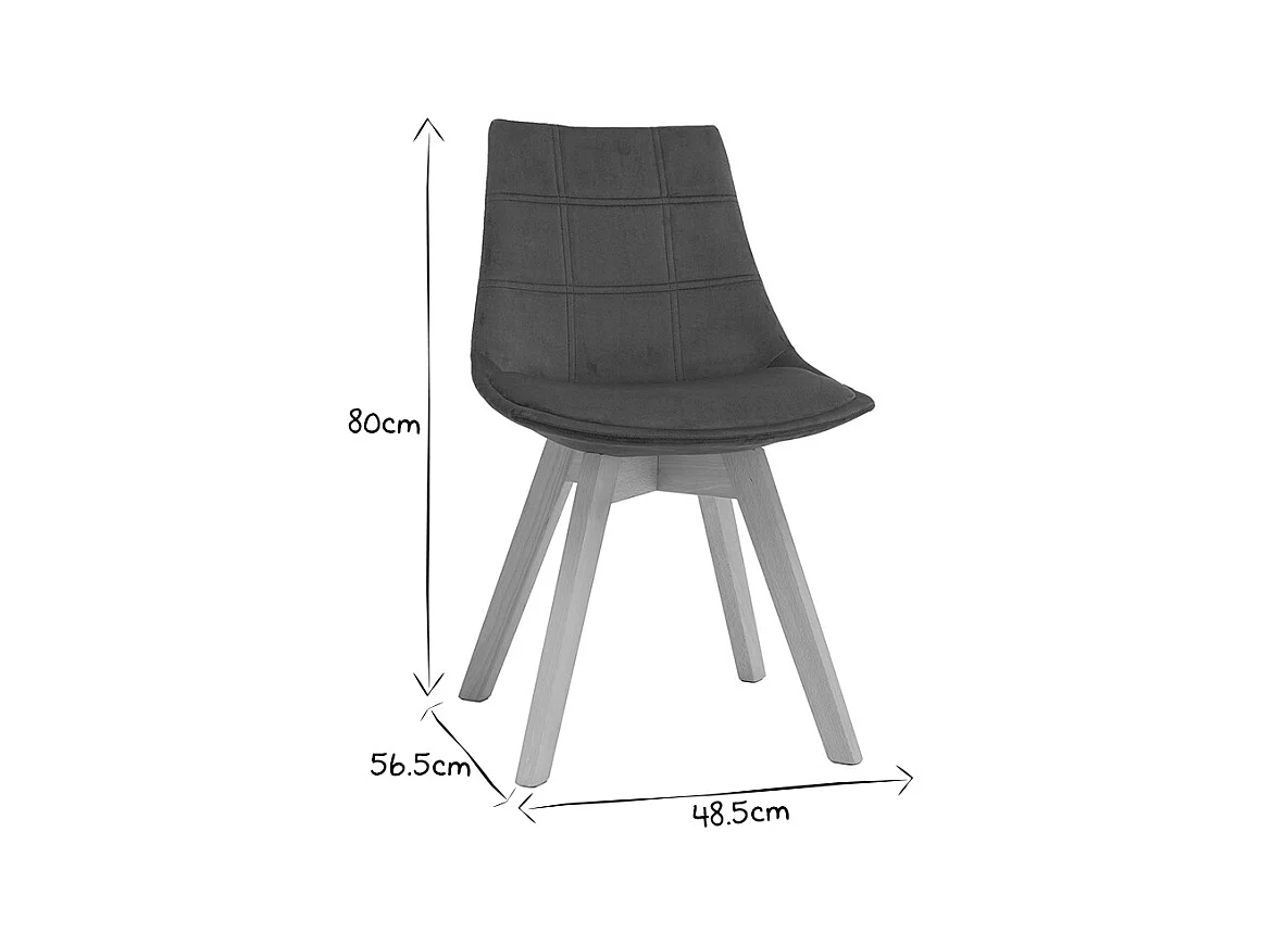 Chaises scandinaves en tissu velours bleu pétrole et bois clair (lot de 2) MATILDE