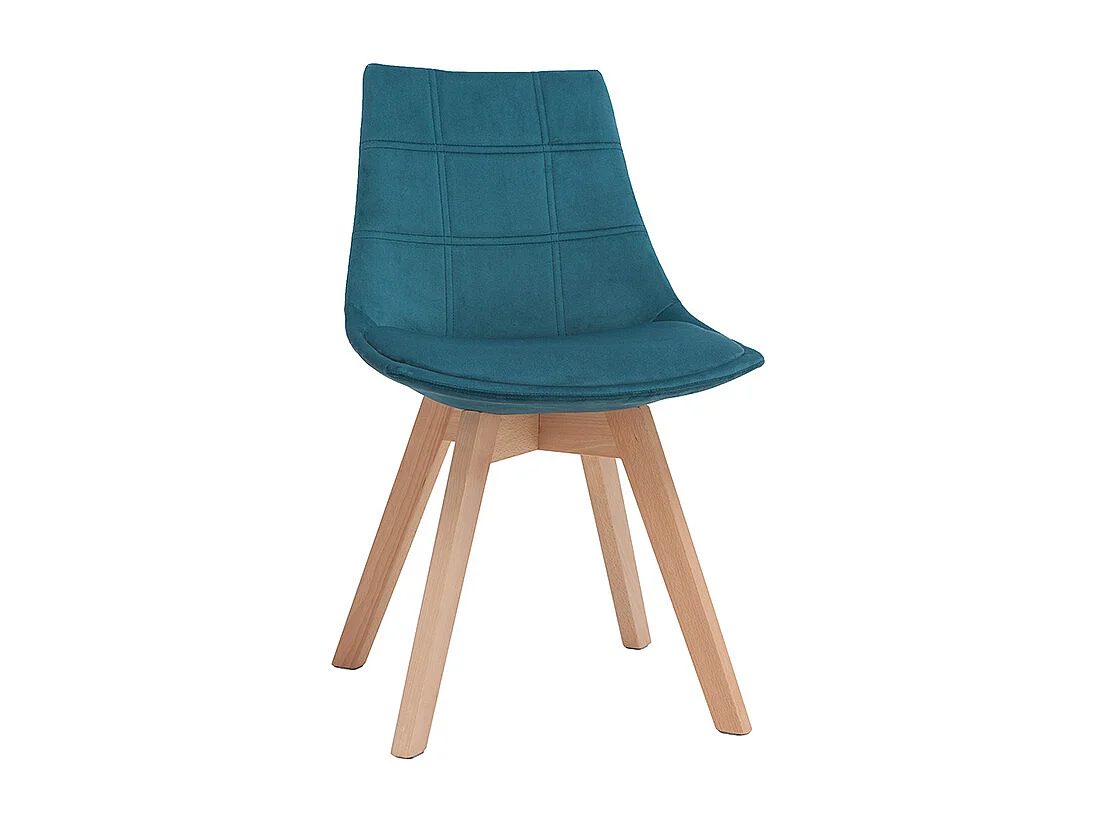 Chaises scandinaves en tissu velours bleu pétrole et bois clair (lot de 2) MATILDE