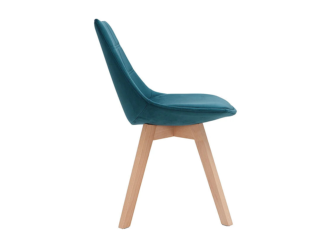 Chaises scandinaves en tissu velours bleu pétrole et bois clair (lot de 2) MATILDE