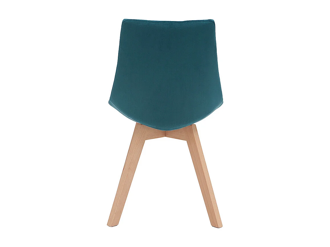 Chaises scandinaves en tissu velours bleu pétrole et bois clair (lot de 2) MATILDE