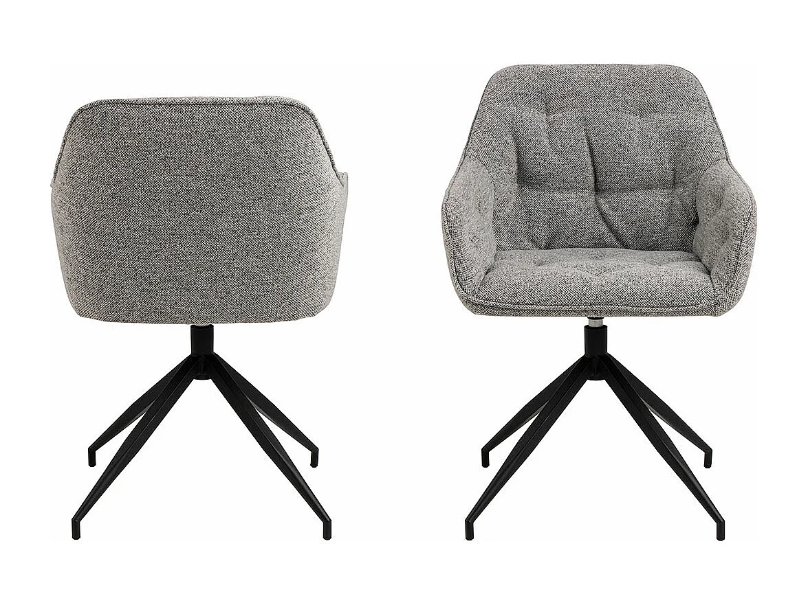 Brooke chaise de salle à manger avec accoudoirs fonction pivotante gris clair.