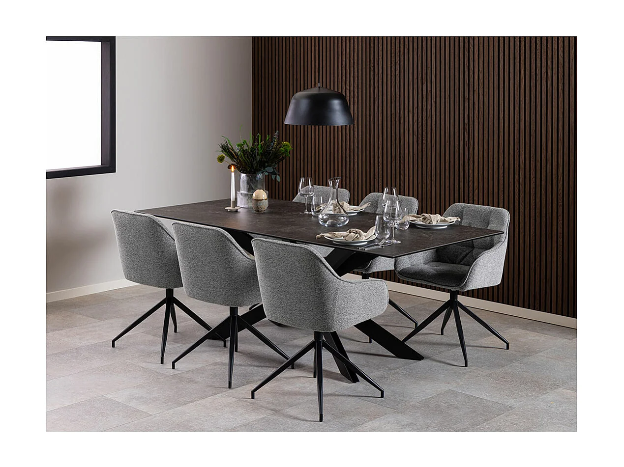 Brooke chaise de salle à manger avec accoudoirs fonction pivotante gris clair.