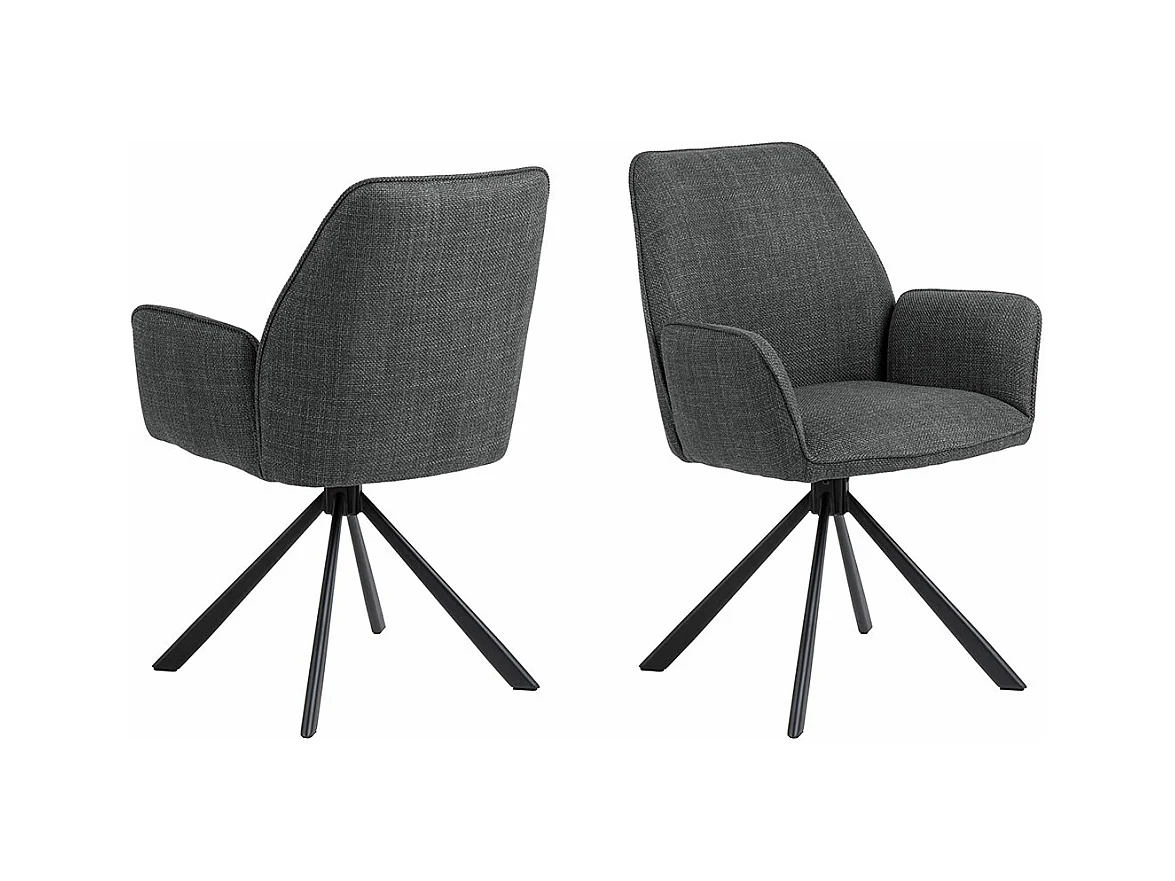 Glenda chaise de salle à manger avec accoudoirs tissu gris.