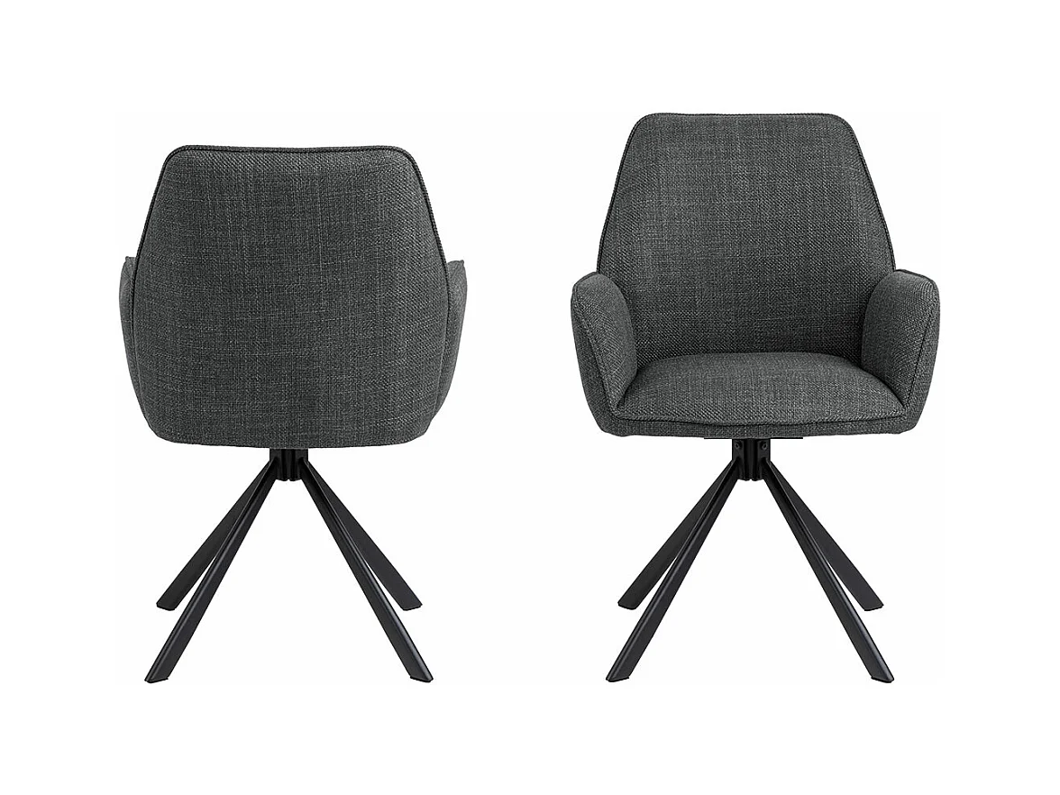 Glenda chaise de salle à manger avec accoudoirs tissu gris.