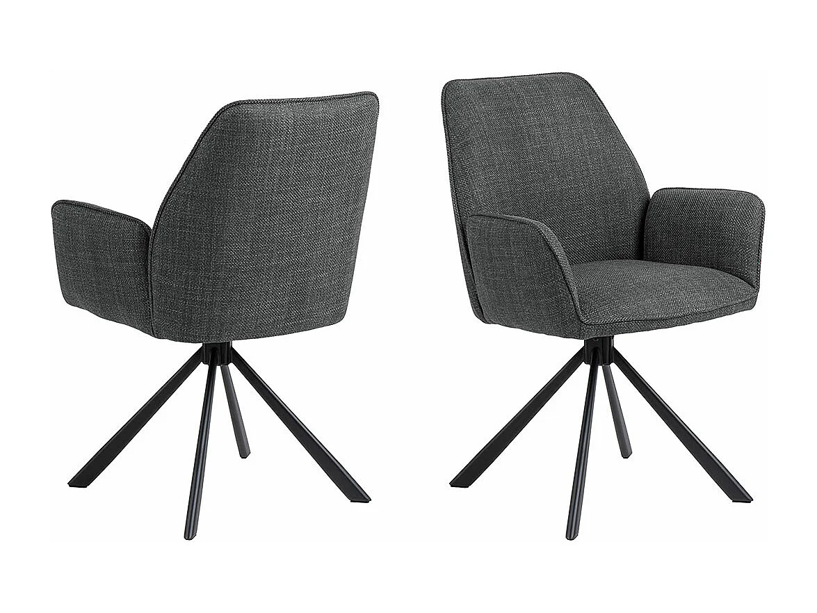 Glenda chaise de salle à manger avec accoudoirs tissu gris.