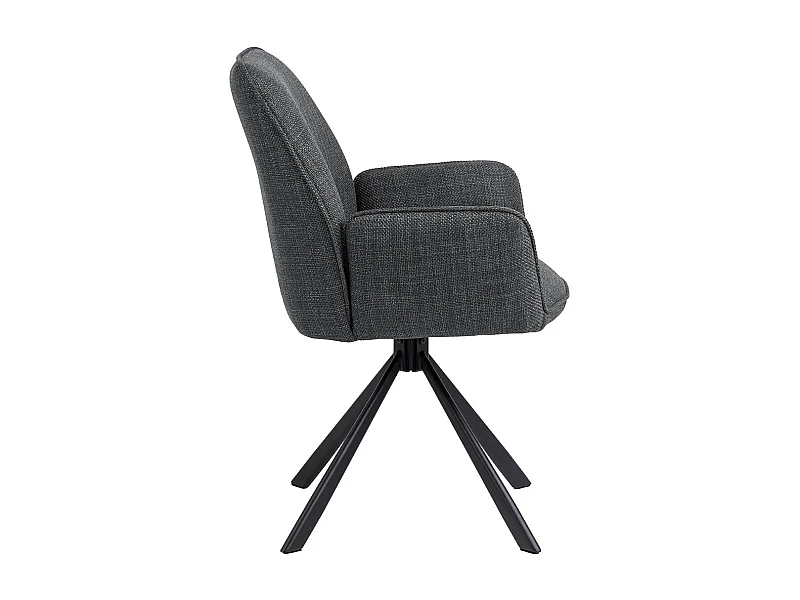 Essex eetkamerstoel met armleuning stof grijs.