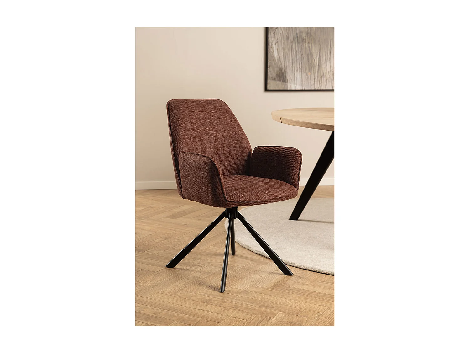 Glenda Esszimmerstuhl Mit Armlehnen Stoff orange.