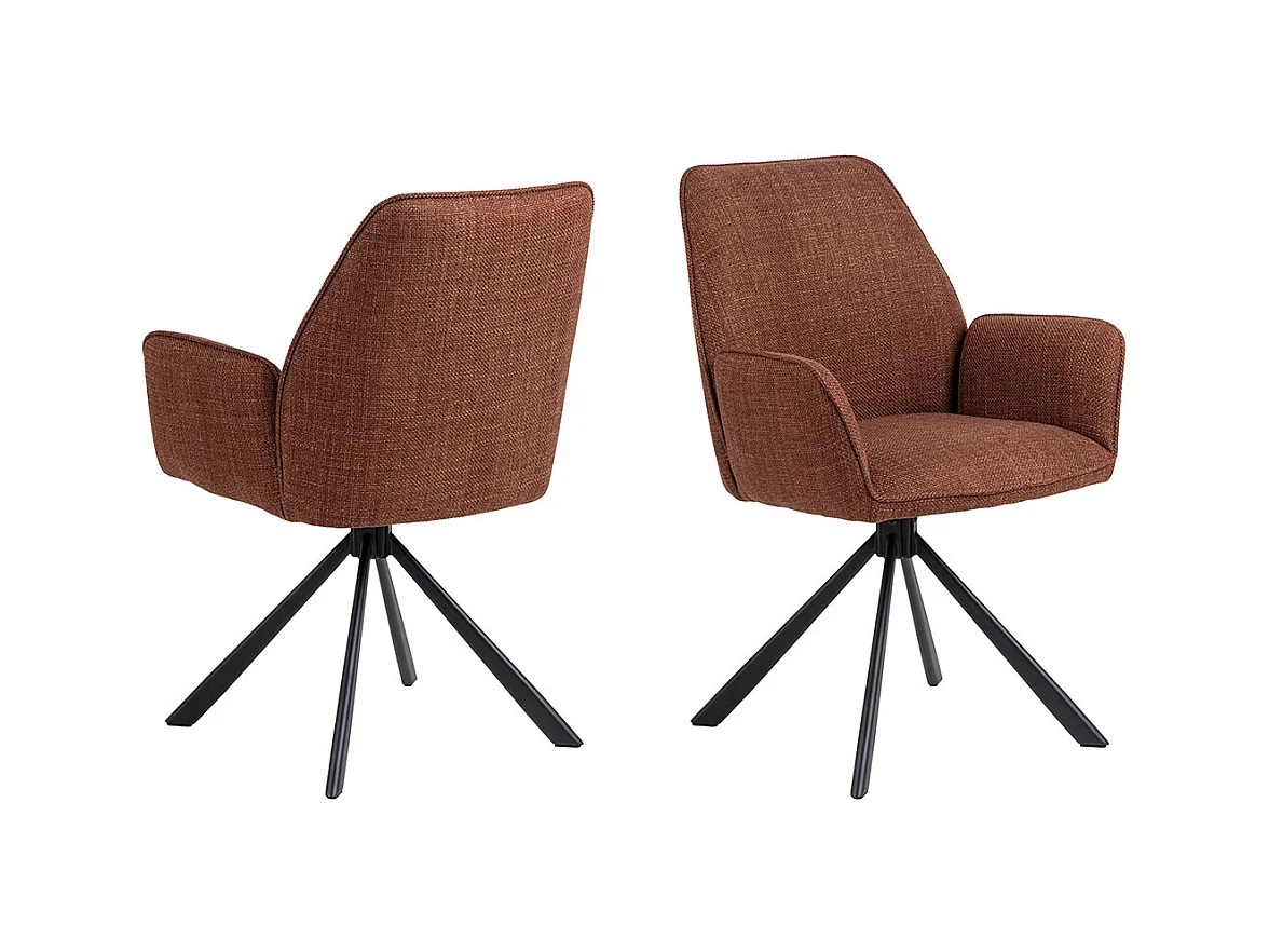 Glenda chaise de salle à manger avec accoudoirs tissu orange.