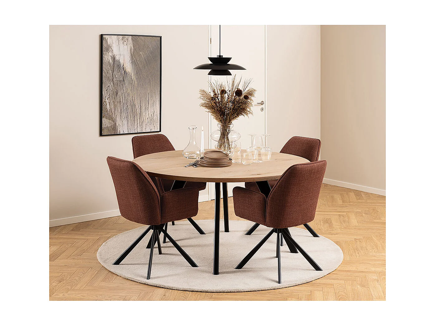 Glenda Esszimmerstuhl Mit Armlehnen Stoff orange.