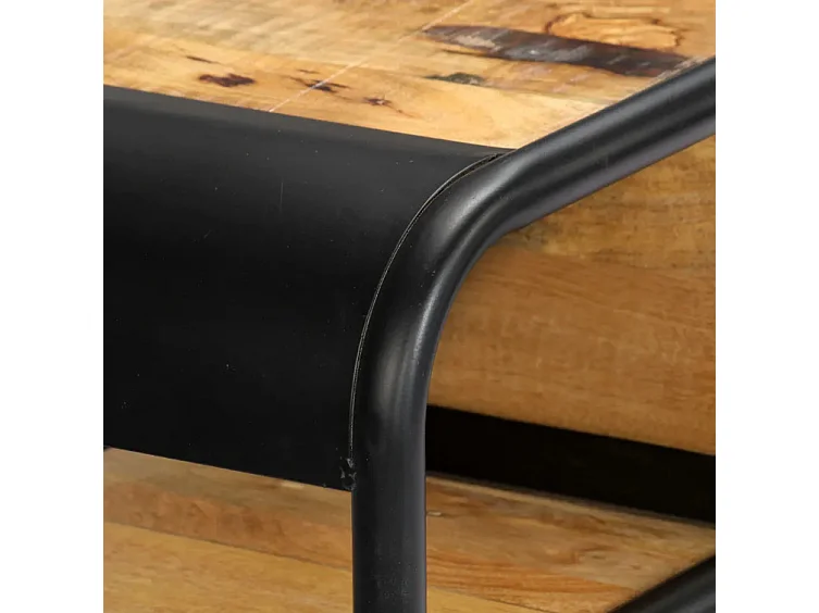 Console 1 tiroir manguier massif clair et métal noir Maneci 118cm