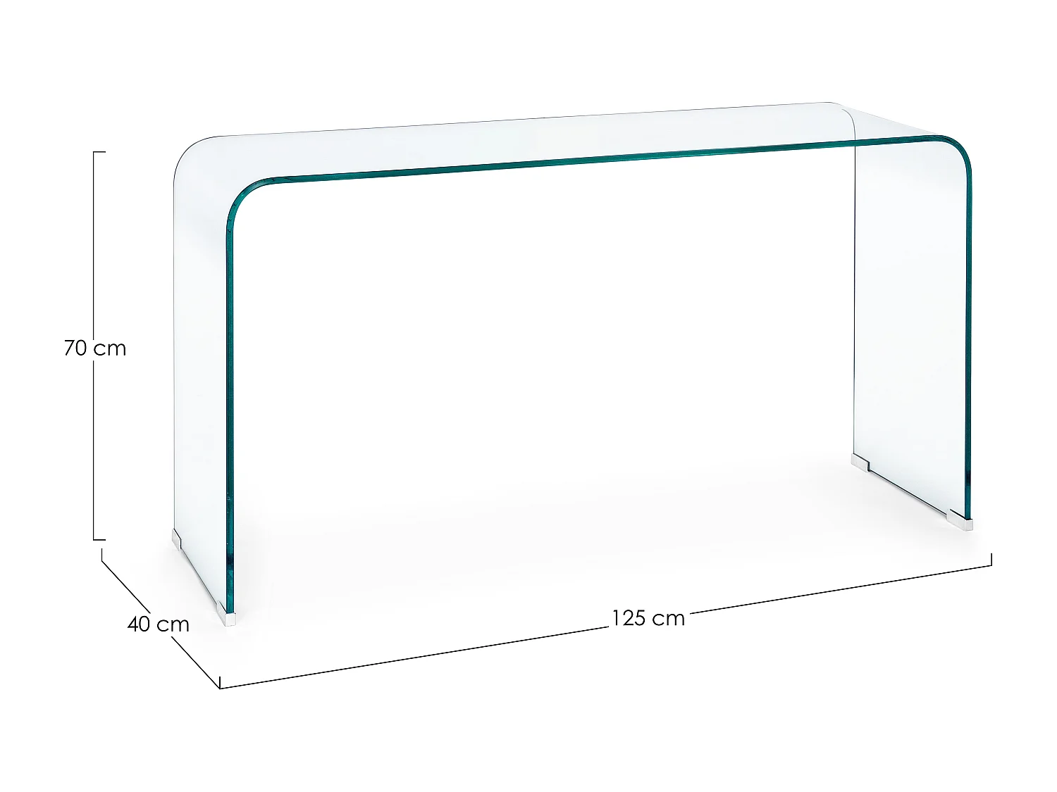 Console rectangle en verre transparent Iris L 125cm