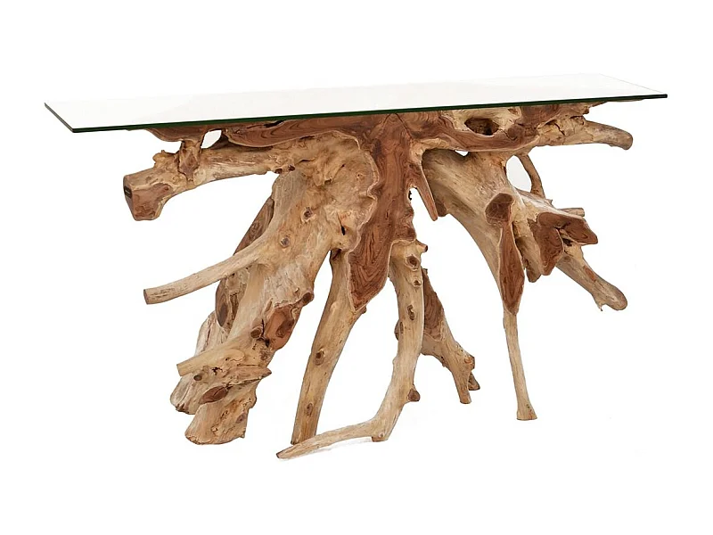 Consola Racinka raíz de teca blanqueada 135 cm