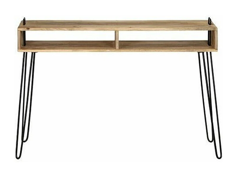 Console 2 niches manguier massif et pieds métal Soprana