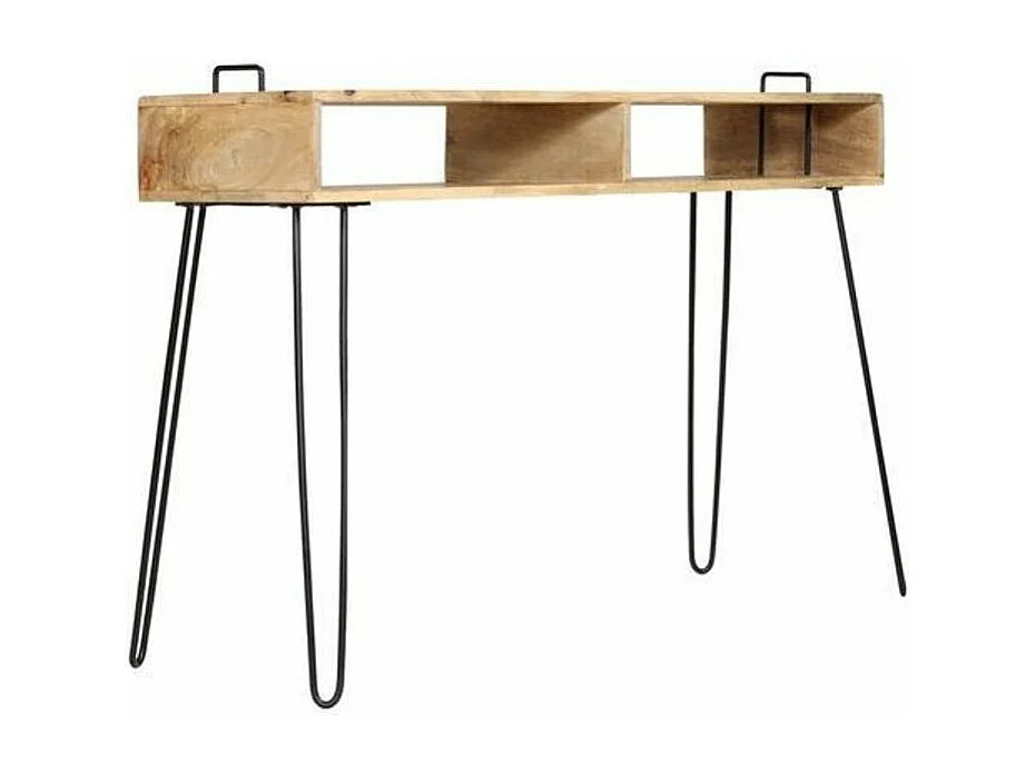 Console 2 niches manguier massif et pieds métal Soprana