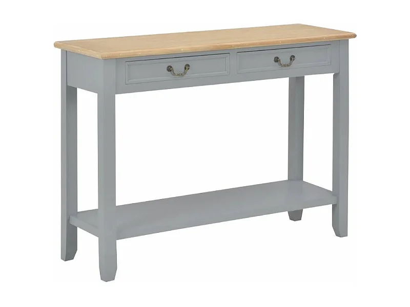 Console 2 tiroirs bois gris et paulownia clair Carla