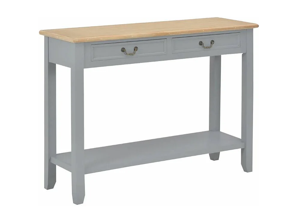 Console 2 tiroirs bois gris et paulownia clair Carla