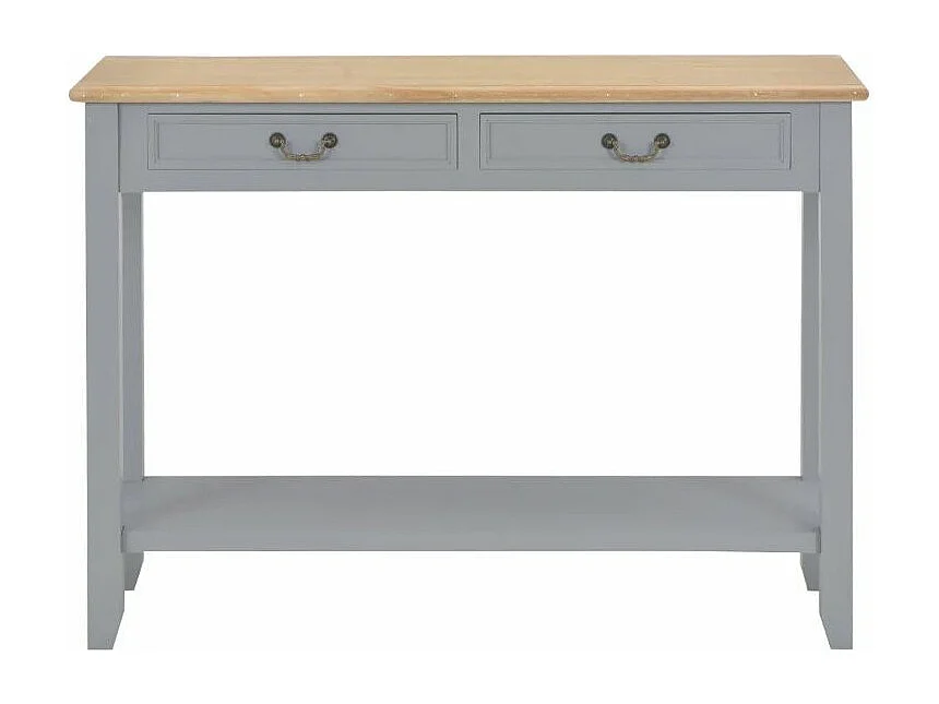 Console 2 tiroirs bois gris et paulownia clair Carla