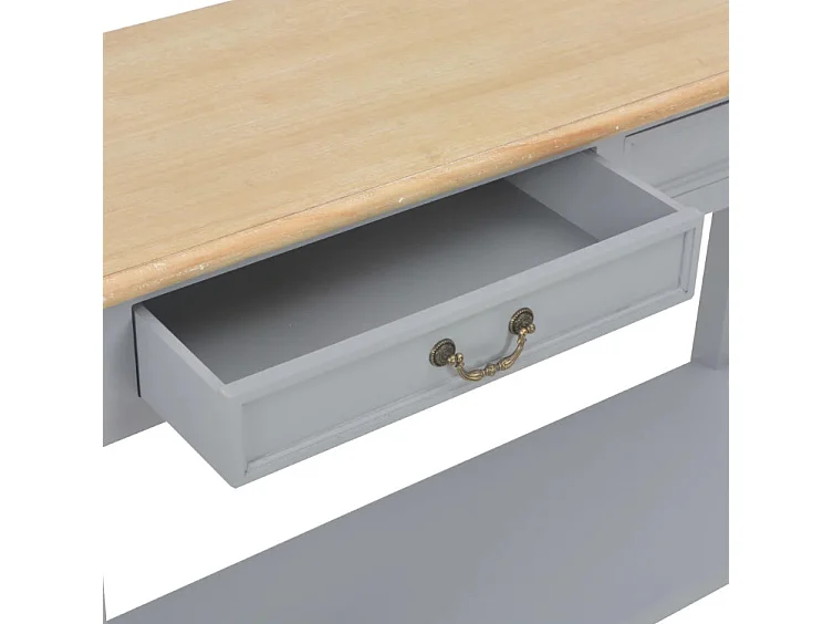 Console 2 tiroirs bois gris et paulownia clair Carla