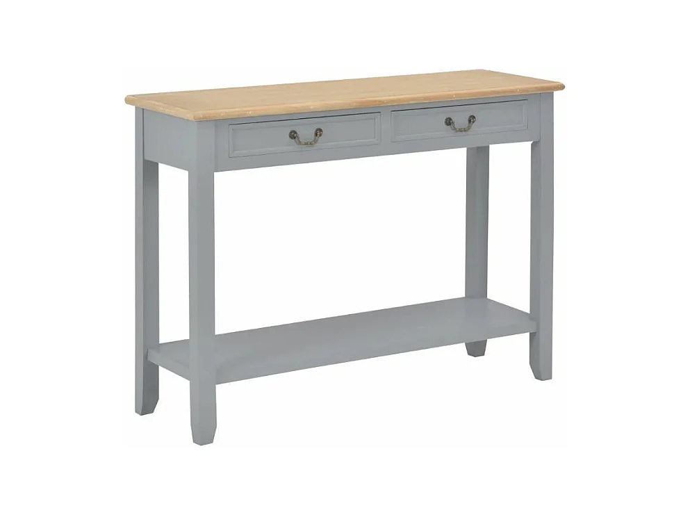 Console 2 tiroirs bois gris et paulownia clair Carla