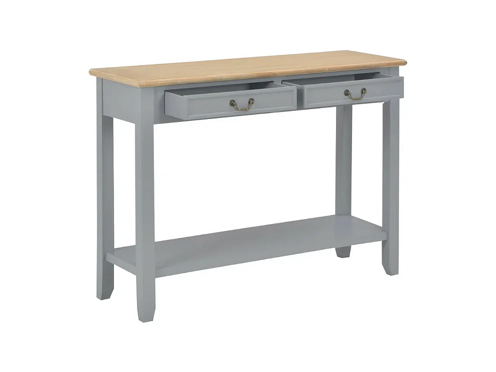 Console 2 tiroirs bois gris et paulownia clair Carla
