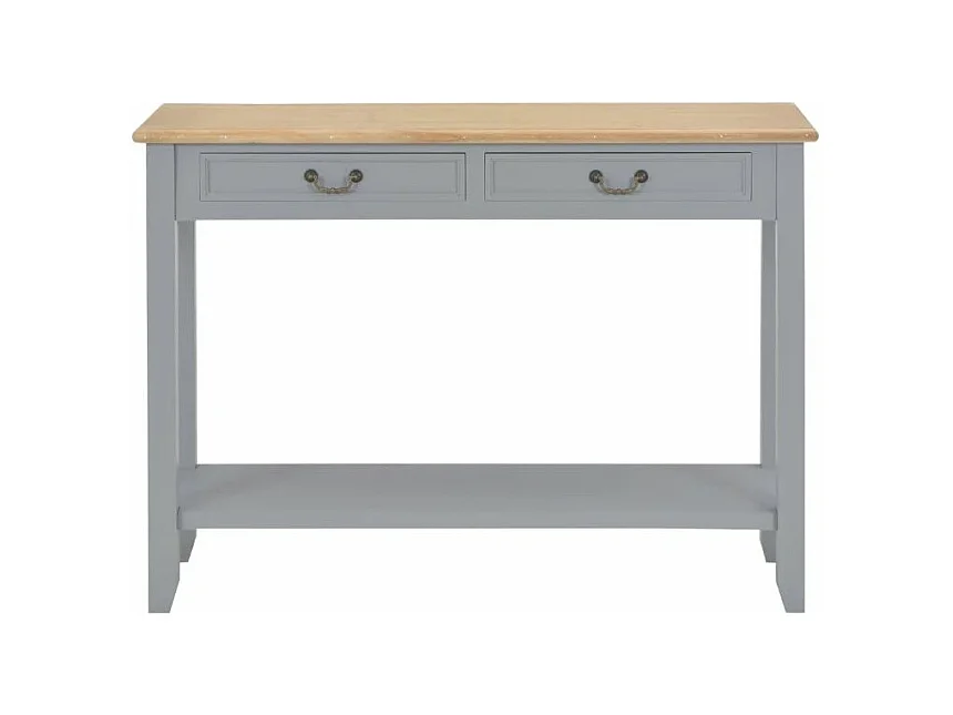 Console 2 tiroirs bois gris et paulownia clair Carla