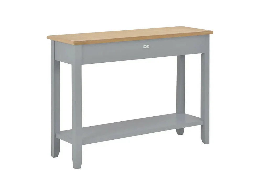 Console 2 tiroirs bois gris et paulownia clair Carla