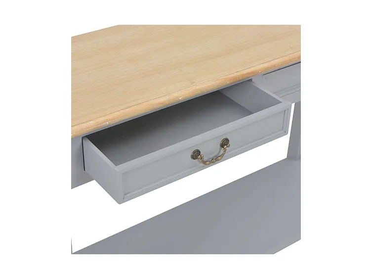 Console 2 tiroirs bois gris et paulownia clair Carla