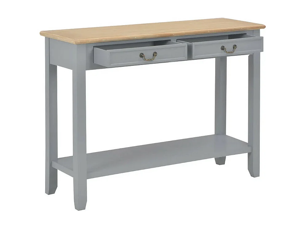 Console 2 tiroirs bois gris et paulownia clair Carla